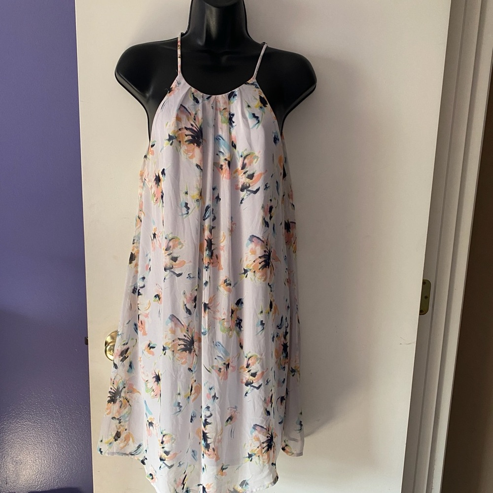 Lush Flowy Floral Halter Dress